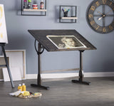Studio Designs Vintage Drawing/Drafting Table with Pencil Ledge - 42" W x 30" D - Distressed Black - Adjustable Tilting Top SD STUDIO DESIGNS