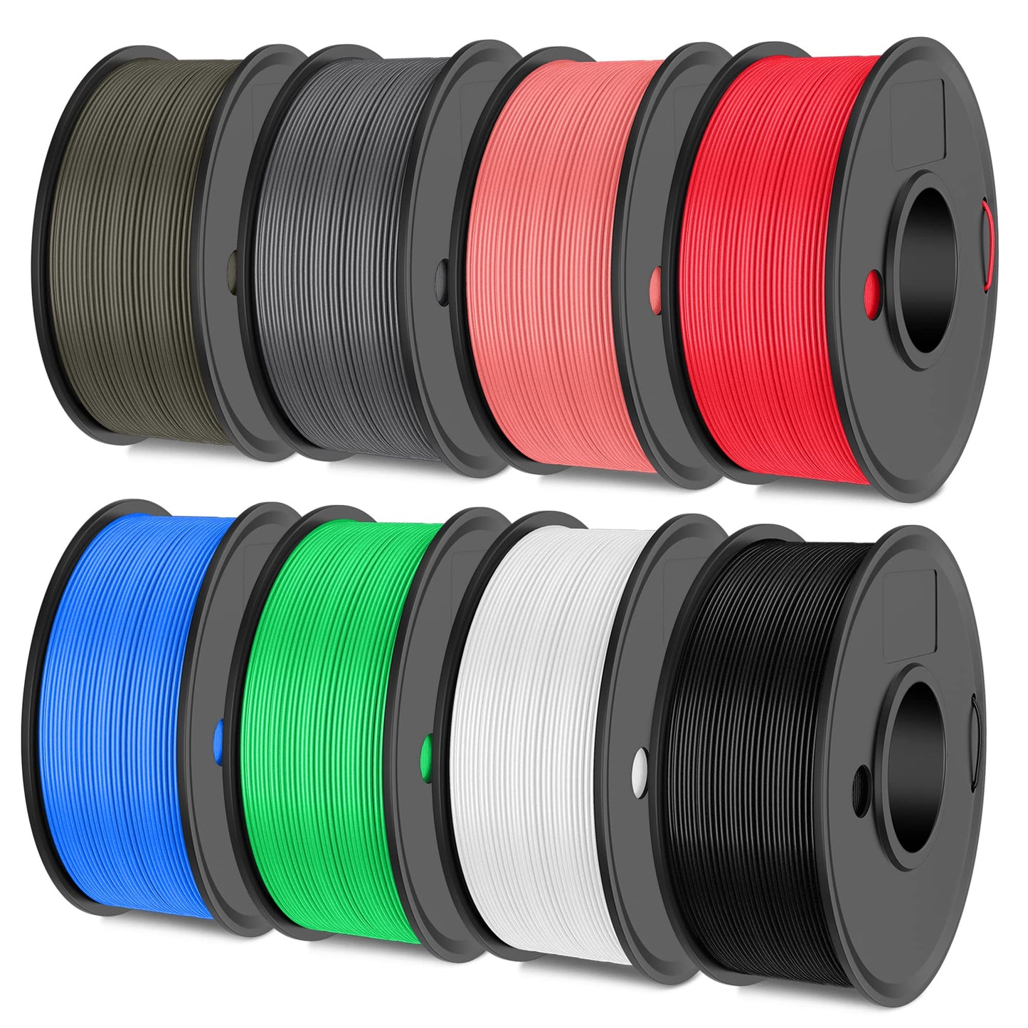 SUNLU 3D Printer Filament Bundle, PLA Matte Filament Bundle, 1.75mm PLA Filament Muticolor, Smooth Matte Surface, Neatly Wound Filament, 250G Spool, 8 Rolls, Black+White+Red+Blue+Green+Pink+G - WoodArtSupply