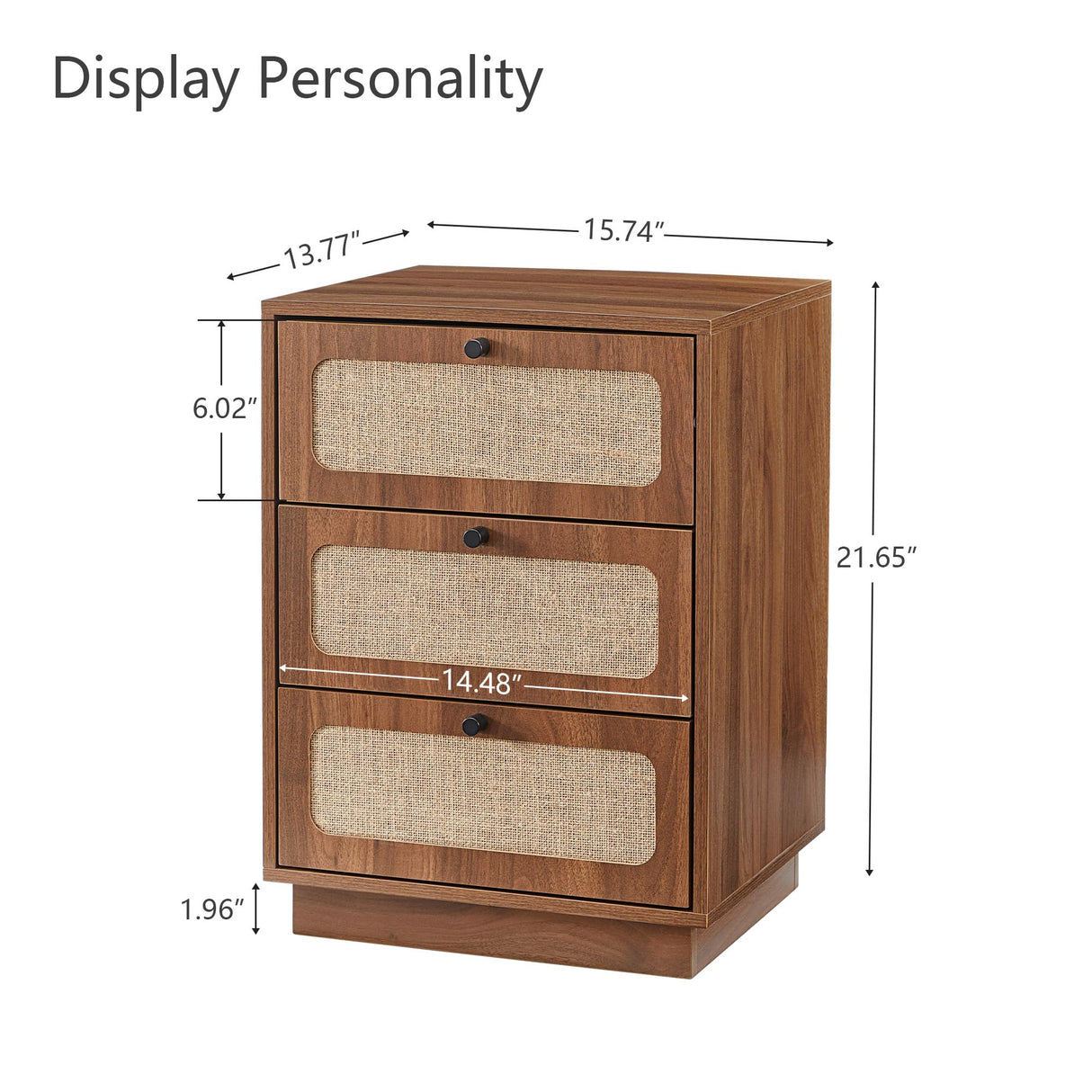 AVZEAR Mid Century Night Stand Set of 2, Modern Nightstand with 3 Drawers and Nature Linen Panel, Wood Bedside Table Rustic End Table for Small Space, Dorm, Bedroom(Walnut) AVZEAR