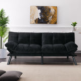 SoarTalent 67” Velvet Futon Sofa Bed Convertible Small Upholstered Couch 2-Seat Loveseat Sleeper with Adjustable Backrest and Armrest for Small Space Apartment,Gaming Room,Office(Black) SoarTalent