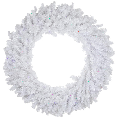Northlight Pre-Lit White Pine Battery Operated Christmas Wreath - 36" - Multicolor LED Lights Northlight