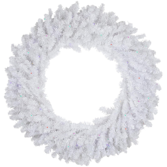 Northlight Pre-Lit White Pine Battery Operated Christmas Wreath - 36" - Multicolor LED Lights