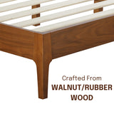 NTC Ruby Wooden Bed Frame with Headboard, Crafted from Walnut, Rubber Wood with Silent Slats and Wood Central Supports, 1000 Lb Capacity, Effortless Assembly, King - Dark Walnut NTC