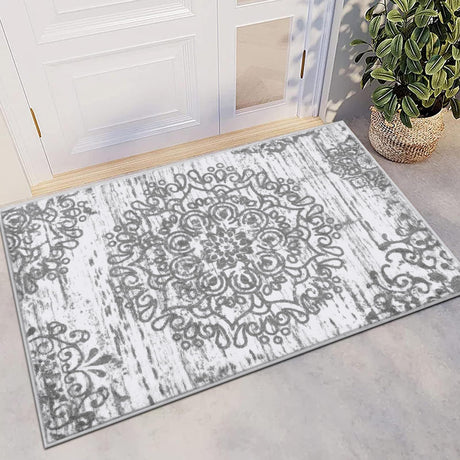 HEBE Washable Area Rug - 2'x3' Non Slip Soft Distressed Medallion Bedroom Boho Living Room Accent Throw Vintage Entry Floor Carpet for Dining Room Bathroom Entryway HEBE RUGS
