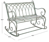 SAFAVIEH Outdoor Collection Ressi Victorian Antique Dark Green Wrought Iron Rock Bench SAFAVIEH