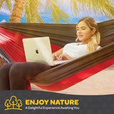 Durable Hammock 400 lb Capacity, Nylon Camping Hammock Chair - Double or Single Sizes w/Tree Straps and Attached Carry Bag - Portable for Travel/Backpacking/Beach/Backyard (Medium, Blue & Light Blue) SEWANTA