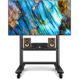 Rfiver Heavy Duty Mobile TV Stand for 50-92 Inch Large TVs up to 200lbs, Height Adjustable Rolling TV Stand with Silent Wheel, Upgraded Floor TV Stand with AV Shelf for Living Room, Office, Trade Show Rfiver