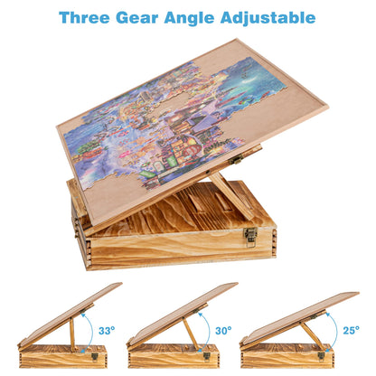 Lavievert Jigsaw Puzzle Sorting Trays & Puzzle Bracket Set, Adjustable Puzzle Easel Holder for Puzzle Boards of Varied Sizes, Wooden Puzzle Sorters with Drawer Design for Puzzles Up to 1500 P - WoodArtSupply