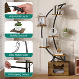 YITAHOME Tall Bookshelf with LED Light, Artistically Designed Arched Bookshelf with Cats Litter Box,10-Tier Bookcase Corner Display Shelf for Home Office, Bedroom YITAHOME