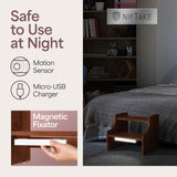 NIFTAKE Kids Step Stool, 250lb Capacity - Safe, Durable, Bamboo Step Stool Kids, Wooden Step Stool for Toddlers, Toddler Step Stool for Bathroom sink, Kids Stool, Toddler Stool-with Auto Light (Brown) NIFTAKE