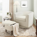 COLAMY Upholstered Swivel Barrel Accent Chair with Ottoman, Modern Single Sofa Lounge Armchair Club Chair with Storage Space for Living Room Bedroom Office, Beige,2pc COLAMY