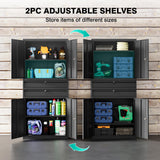 Metal Storage Cabinet with Drawer and Locks,Black Garage Storage Cabinet with Locking Doors and Adjustable Shelves,71" Tall Large Metal Cabinets with Magnetic Door for Home,Office,Garage SISESOL