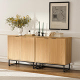 MoomJiee Fluted Storage Cabinet,Wood Sideboard Buffet Cabinet with Adjustable Shelves,Multifunctional Console Table with Storage Credenza Accent Cabinet for Living Room, Dining Room, Hallway MoomJiee