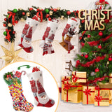 19-Inch Large Velvet Christmas Stockings Pack of 3, Santa, Snowman & Reindeer Fireplace Hanging Stockings, Plush Velvet Christmas Stockings, Plush Christmas Stocking with 3D Figurines & Snowflake masteymoh