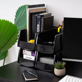 IRIS USA Plastic Shelf Bins Stackable Open Front Storage Bins Plastic Hanging Organizer Bin Caddy Basket for Hardware Crafts, Small Parts, Nuts and Bolts, Tool Storage - Large Black 8 Pack IRIS