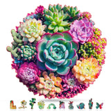 Wooden Puzzles for Adults, 200 Piece 11.14" x 10.7" Unique Shaped Wood Puzzle, Mandala Succulent Jigsaw Puzzles, Brain Teaser Puzzles for Adults, Family Games for Kids and Adults Hopelucr