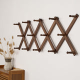 SKOLOO Accordion Wall Hanger, Modern Expandable Coat Rack Wall Mounted, Solid Wooden Wall Hat Rack for Wall, 14 Peg, Walnut SKOLOO