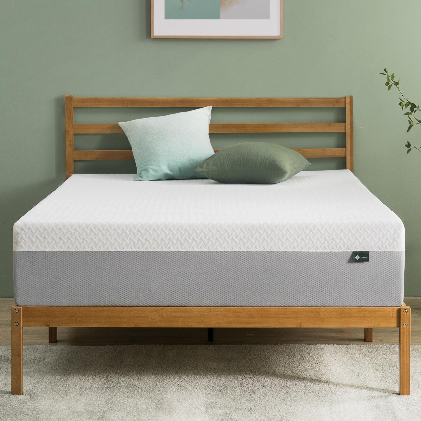 ZINUS 12 Inch Green Tea Essential Memory Foam Mattress [New Version], Queen, Fiberglass Free, Medium Feel, Breathable Airflow Memory Foam, Certified Safe Foams & Fabric, Mattress in A Box