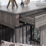 Wooden Dog Cage Furniture Style Farmhouse Dog Crate Side End Table Indoor Dog Kennel with Drawers Sliding Barn Door Cage for Dog, Waterproof, Resistant Scratch, All Breed Sizes Generic