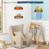 Harwaya Walnut Brown Nursery Book Shelves Wall Mounted, Wooden Floating Bookshelf for Kids Room Bedroom, Dark Wood Nursery Bookshelves for Kitchen Classroom Playroom (Solid Pine, 3-Pack) Harwaya