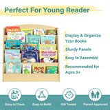 TOETOL 5-Tier Kids Bookshelf - Toddler Book Display Shelves for Classrooms, Playrooms, and Nursery - Wooden Children Book Rack (Natural) TOETOL
