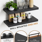 Bellsal Floating Shelves for Wall, Black Engineered Wood Wall Shelf Set of 4, 16" Wall Mounted Floating Shelf for Kitchen, Living Room, Bedroom, Bathroom Storage, Book Shelf for Home Decor Bellsal