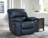 Signature Design by Ashley Leesworth Modern Power Recliner in Leather Match and with Rocking Motion and USB Port, Blue Signature Design by Ashley