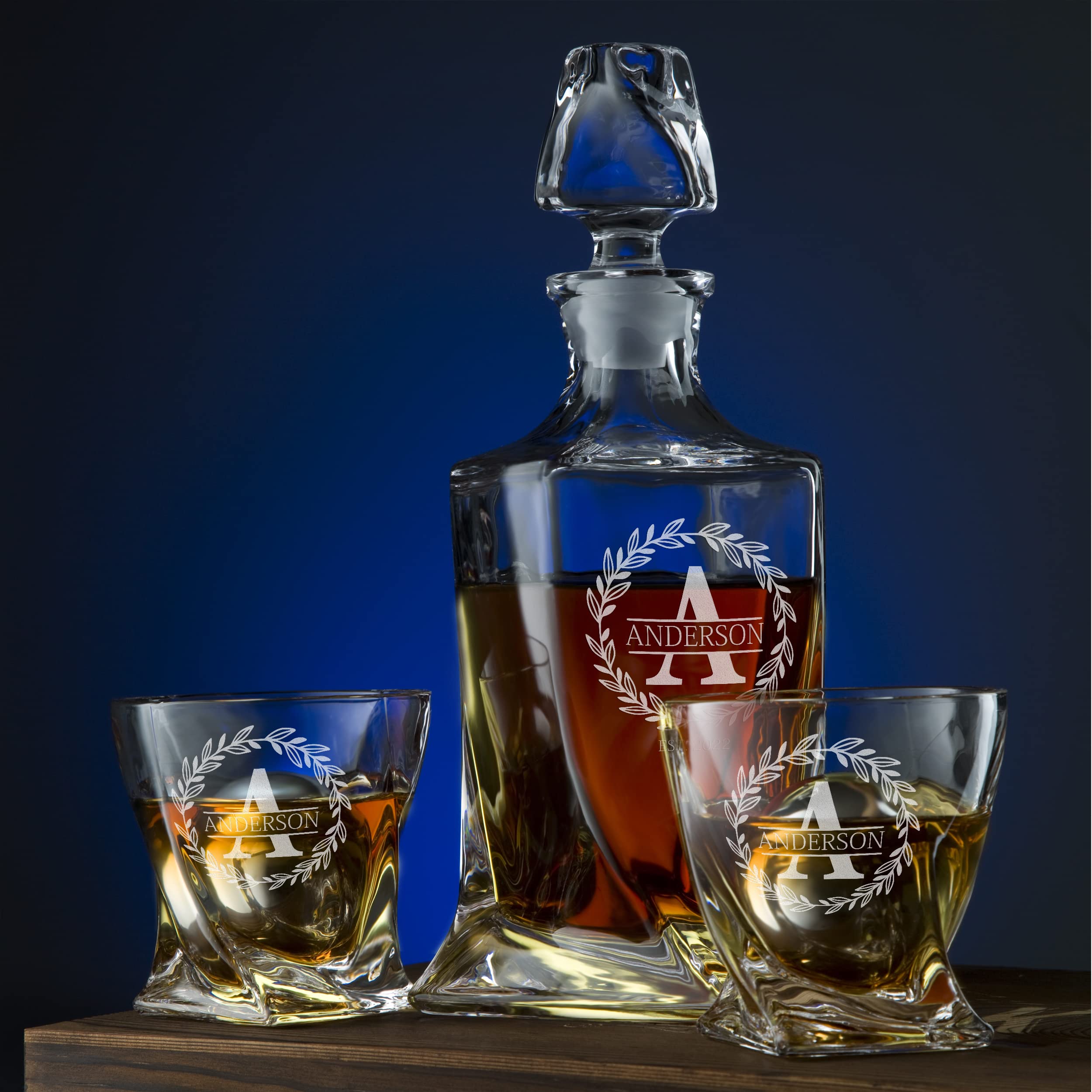 Personalized Whiskey Decanter and Stones Set