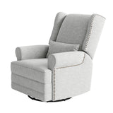 RoyalCraft Swivel Recliner Chair with Extra Large Footrest, Comfy Upholstered Glider Rocking Chair for Living Room, Bedroom and Office, Off White RoyalCraft