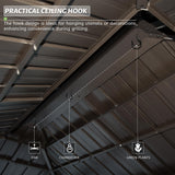 Domi 6x10FT Hardtop Grill Gazebo, Outdoor Metal BBQ Gazebo with Galvanized Steel Double Roof, 2 Double-Layer Storage Cabinets and Ceiling Hooks, Permanent Grill Canopy for Patio Backyard Garden,Brown domi outdoor living