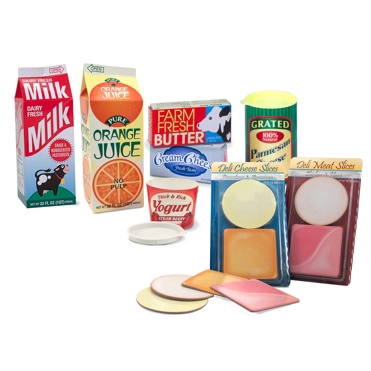 Melissa & Doug Fridge Groceries Play Food Cartons (8 pieces) Toy Groceries, Pretend Play Food, Play Kitchen Accessories For Kids Ages 3+ - FSC-Certified Materials Melissa & Doug