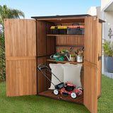 GUTINNEEN 4.6x2.42FT Sheds & Outdoor Storage Shed with All Around Metal Frame,Wooden Tool House with Adjustable Shelfs, Garden Tool Shes for Backyard Garden Patio Lawn, Brown GUTINNEEN