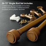 ILAISIHOME 1-1/8 Inch Diameter Faux Wood Curtain Rod with Wood Grain Finials, 36-72 inch Telescoping Single Curtain Rods for window width 24-68 inch, 1 pack ILAISIHOME