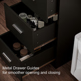 Rovaurx 46.7" Makeup Vanity Table with Lighted Mirror, Large Vanity Desk with Storage Shelf & 5 Drawers, Bedroom Dressing Table, 11 LED Lights, Black Rovaurx