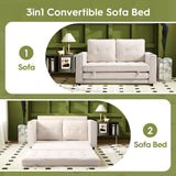 Urhanherry 54" Folding Sofa Bed Full Size, Pull Out Couch Small Love Seat Sleeper Bed Futon, Fold Out Floor Gaming Couch with Cup Holder for Dorm, Bedroom, Small Spaces(Beige) Urhanherry