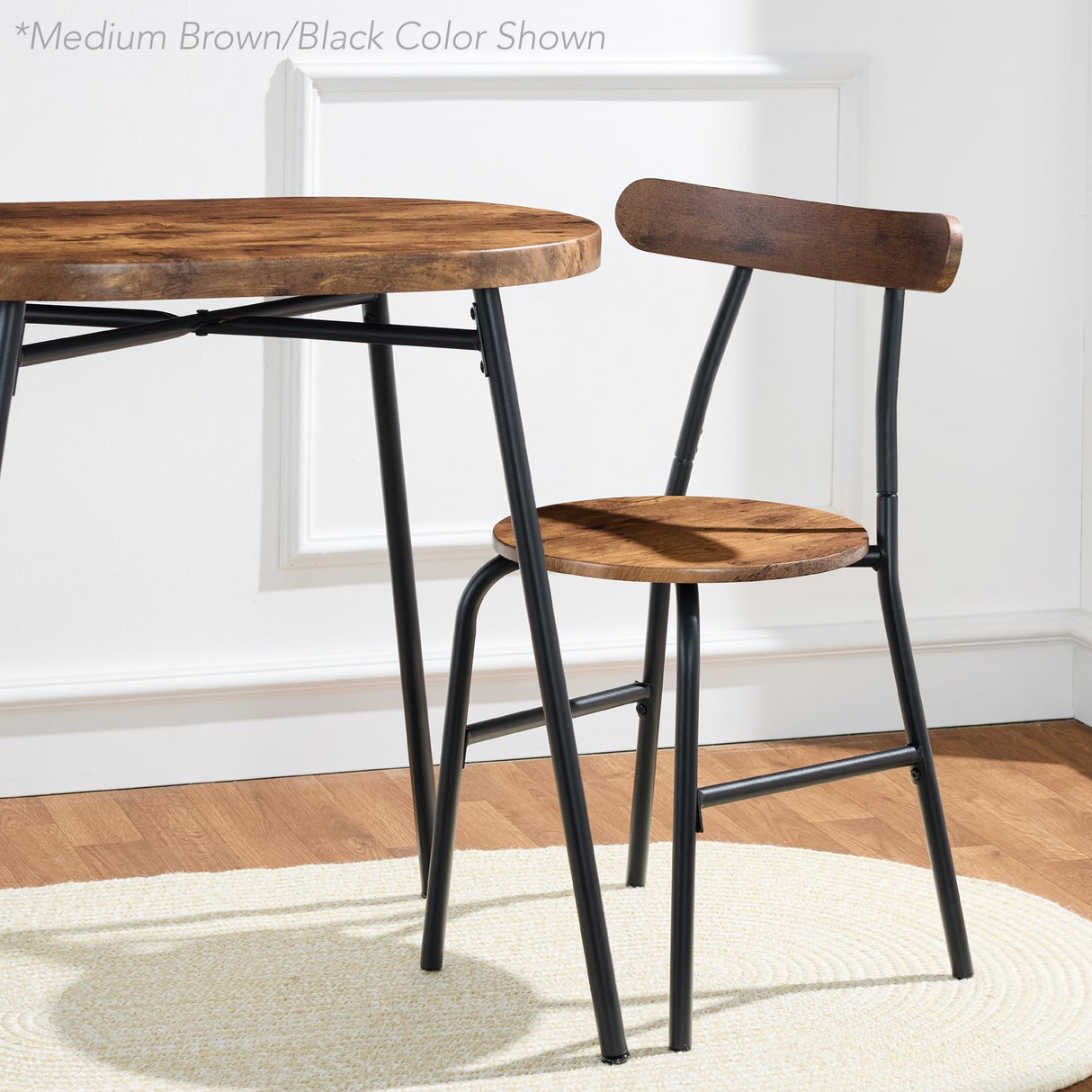 Best Choice Products 3-Piece Modern Oval Dining Table Set, Small Kitchen Dinette w/ 2 Chairs, Metal Frame, Curved Backrests - Dark Brown/Black Best Choice Products
