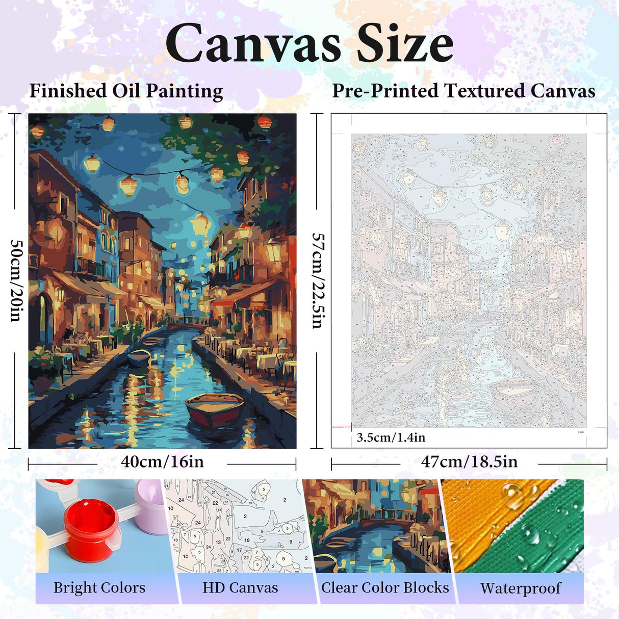 Camocin Paint by Numbers Kit for Adults - Venice Adult Paint by Number Kits on Canvas Without Frame for Beginner, Stream Landscape Oil Painting by Numbers Kit for Gift Home Wall Decor 16x20 InchInch Camocin