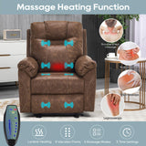 RIHEREFY Power Recliner Chair, Wall Hugger Recliner with Massage and Heat, PU Leather Recliner Chair with 2 Side Pockets & USB Ports for Living Room RIHEREFY