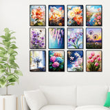 BWFY 12 Pack Diamond Art Kits for Adults,5D Diamond Painting Kits for Adults,Flower Series Paint with Numbers Diamonds for Home Wall Decor Festival Gift, 12x16 Inch BWFY