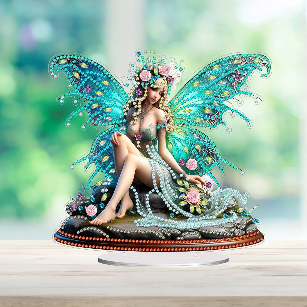 DoxQcs DIY 5D Easter Bunny Egg Diamond Art Painting Ornaments Kits, Crystal Rhinestones Diamond Art Desktop Ornament for Desktop Ornaments (Single Side Dot Diamond)-#27-Butterfly Fairy DoxQcs