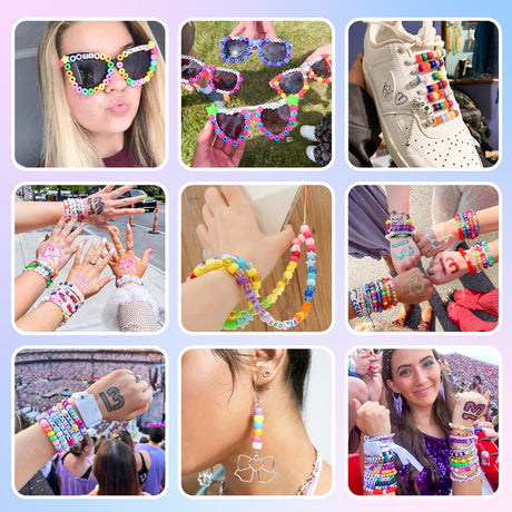 2400pcs Pony Beads 72 Colors 9mm Friendship Bracelets Making Kit, Rainbow Kandi Beads Bulk Letter Beads for Name Bracelets Jewelry Making Crafts with Elastic String Sistenia