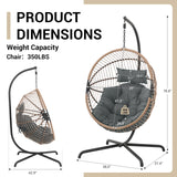 GREEN MORE Oversized Egg Swing Chair with Stand, Hanging Swing Chair, Foldable Hammock Chair with Steel Frame, 350LBS Capacity for Patio Garden Bedroom, Beige GREEN MORE