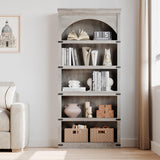 GarveeHome Arched Bookcase 5 Shelf Bookshelf 68.7 in Tall Bookcase Farmhouse Curved Storage Rack Wooden Bookshelves for Home Office, Living Room,Grey GarveeHome