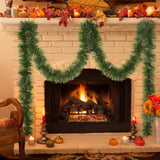 Green Garland Christmas Decorations,50Ft Xams Greenery Tinsel Stems Non-Lit Soft Twist Garland Decor for Tree Stairs Railing Front Door Mantle Fireplace Indoor Outdoor Holiday Home Hongsome
