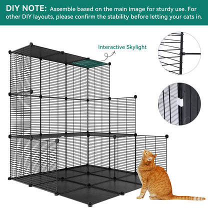 YITAHOME 4 Tier Cat Cage Large with Hammock Outdoor Cat Enclosure Catio Metal Kennels for 1-3 Cats, Indoor DIY Detachable Pet Playpen - WoodArtSupply