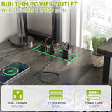 Besiost Small L Shaped Gaming Desk with Power Outlets, 48" Reversible L Shaped LED Computer Desk with Monitor Stand & Storage Shelf, Corner Gamer Desk Home Office Desk with Storage Bag, Black Oak Besiost