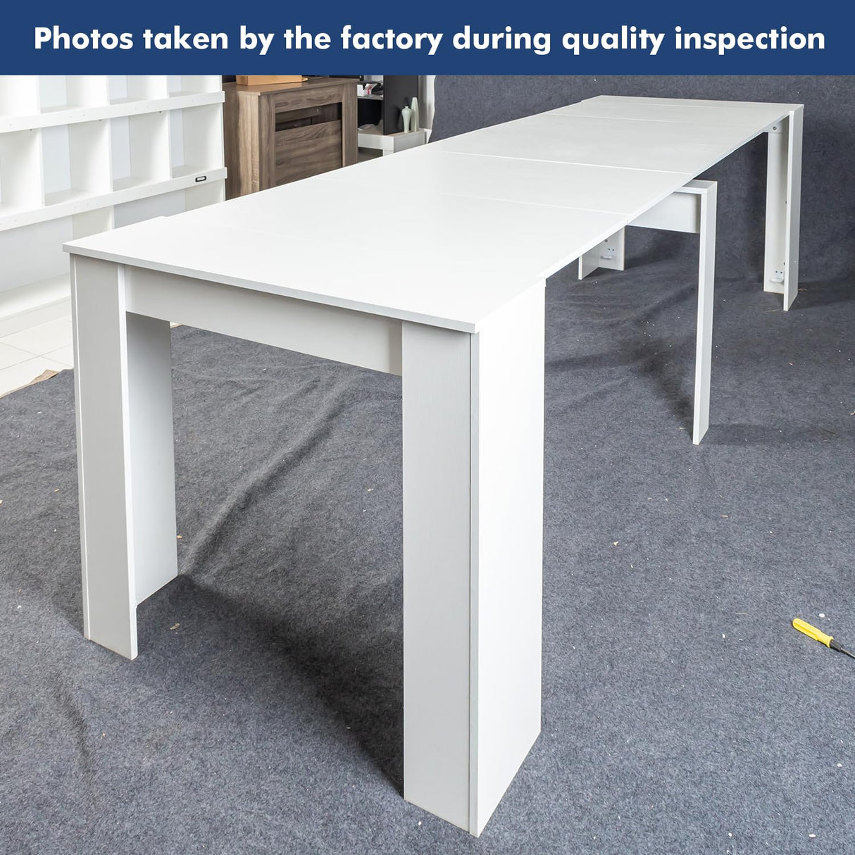 Kennkari Modern Expandable Dining Table for 2-10 People, Large Extendable Dining Room Table for Kitchen Living Room, Rectangle Kitchen Table (White 118" W) Kennkari