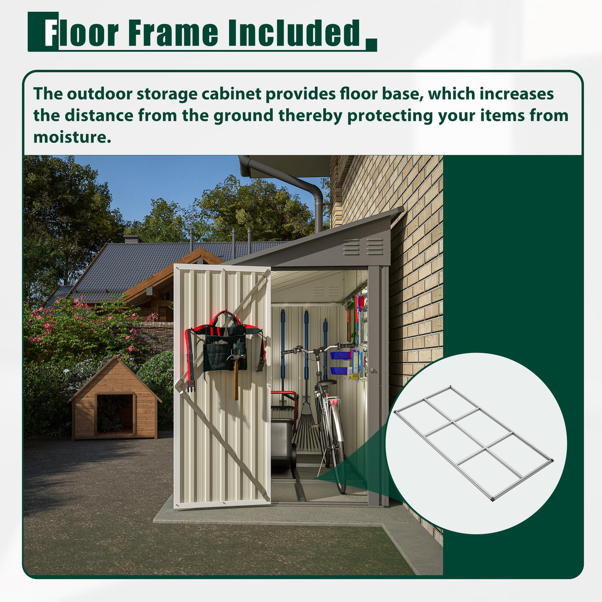 YOPTO 4×8 FT Lean to Metal Shed,Outdoor Heavy-Duty Storage Shed with Floor Base,All Weather Waterproof Garden Tool House W/Lockable Door&2 Air Vents,Reversible Door Design,for Backyard,Patio,Lawn,Gray YOPTO