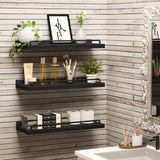 RYOFOBETTO Floating Shelves for Wall Decor Bathroom Shelves Over Toilet, Farmhouse Wall Shelves for Living Room, Bedroom, Picture Frames, Plants, Kitchen (Black, Set of 3) RYOFOBETTO
