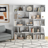 Byroce 5-Tier Geometric Bookcase Set of 2, 62.5” Freestanding Room Divider Bookshelf with Open Display Shelves & Anti-tip Device, Wood S-Shaped Storage Organizer for Living Room, Bedroom & Home Office WoodArtSupply